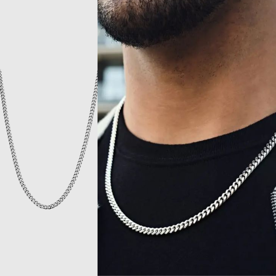 Silver Cuban Style Necklace for Him